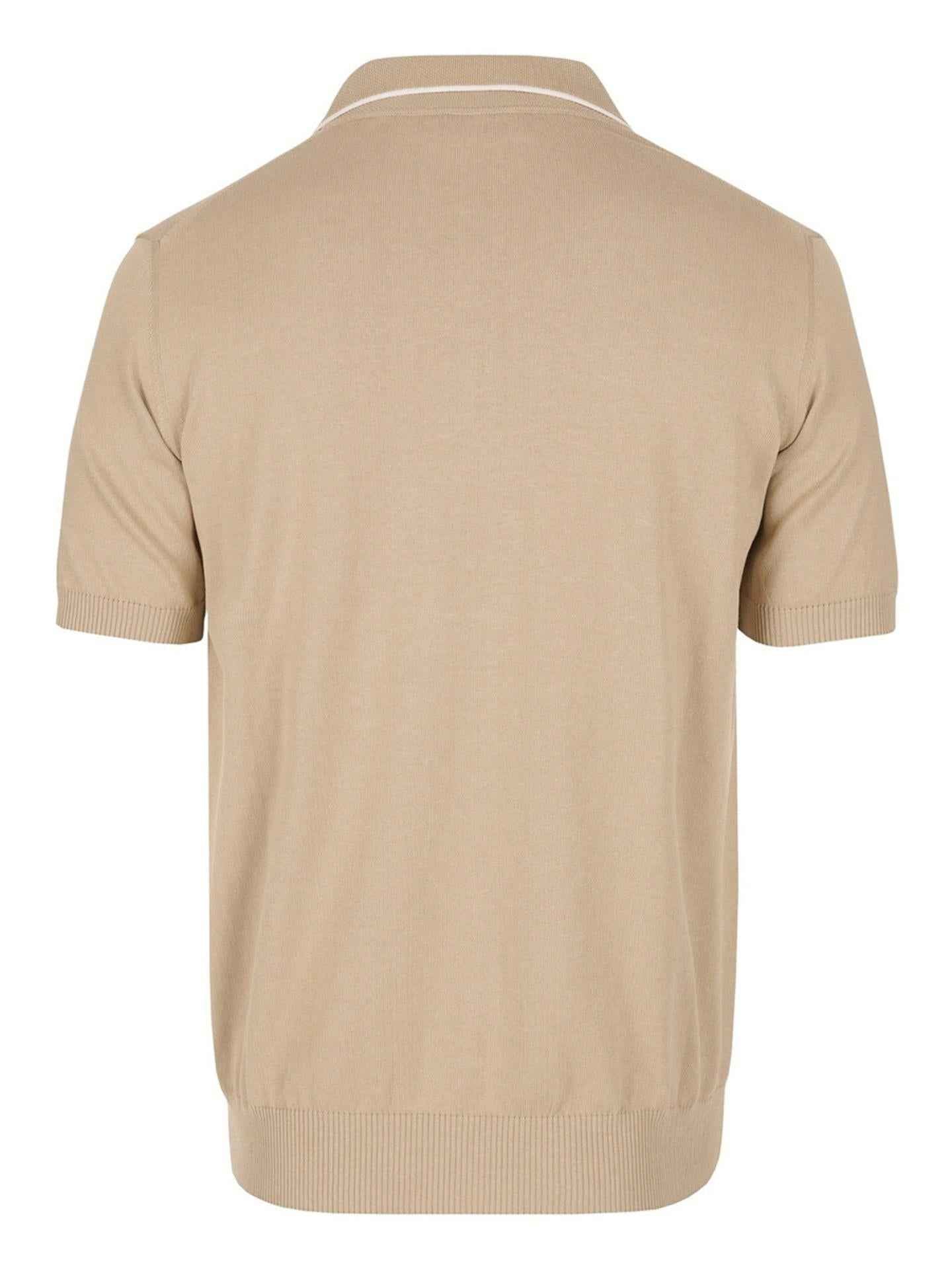 Beige Slätstickad Pikétröja