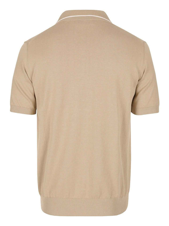 Beige Slätstickad Pikétröja