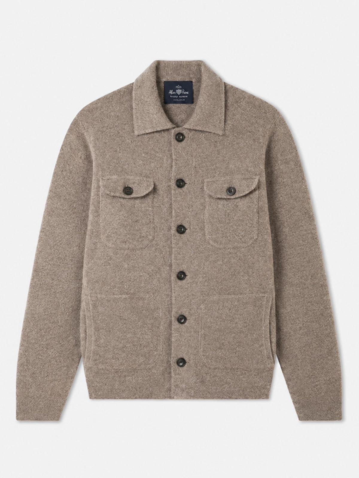 Beige Stickad Lammull Overshirt - Alan Paine