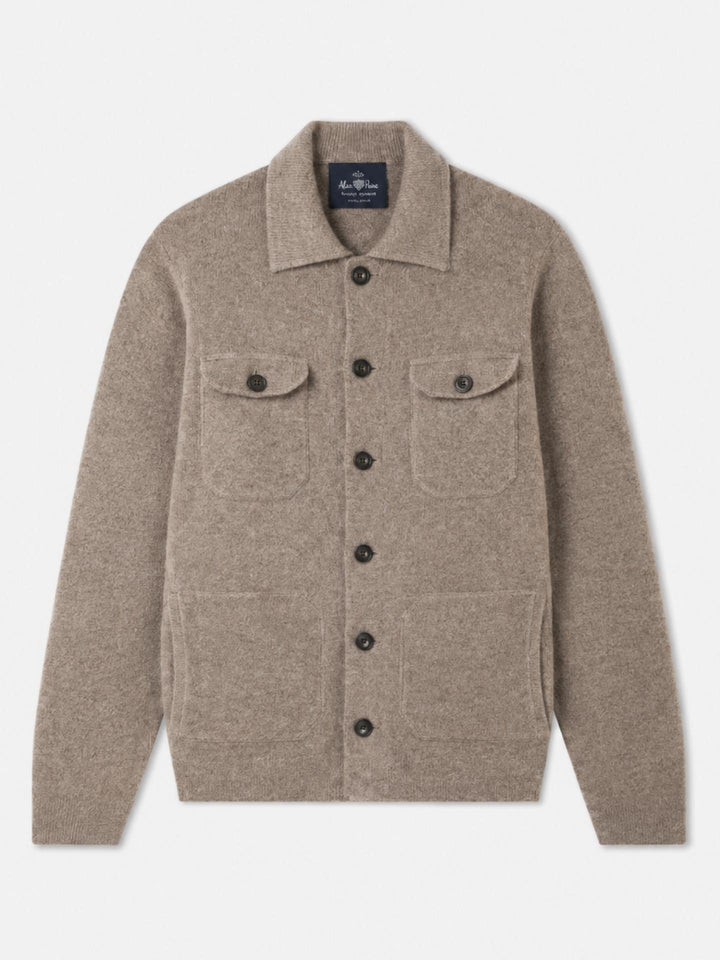 Beige Stickad Lammull Overshirt - Alan Paine