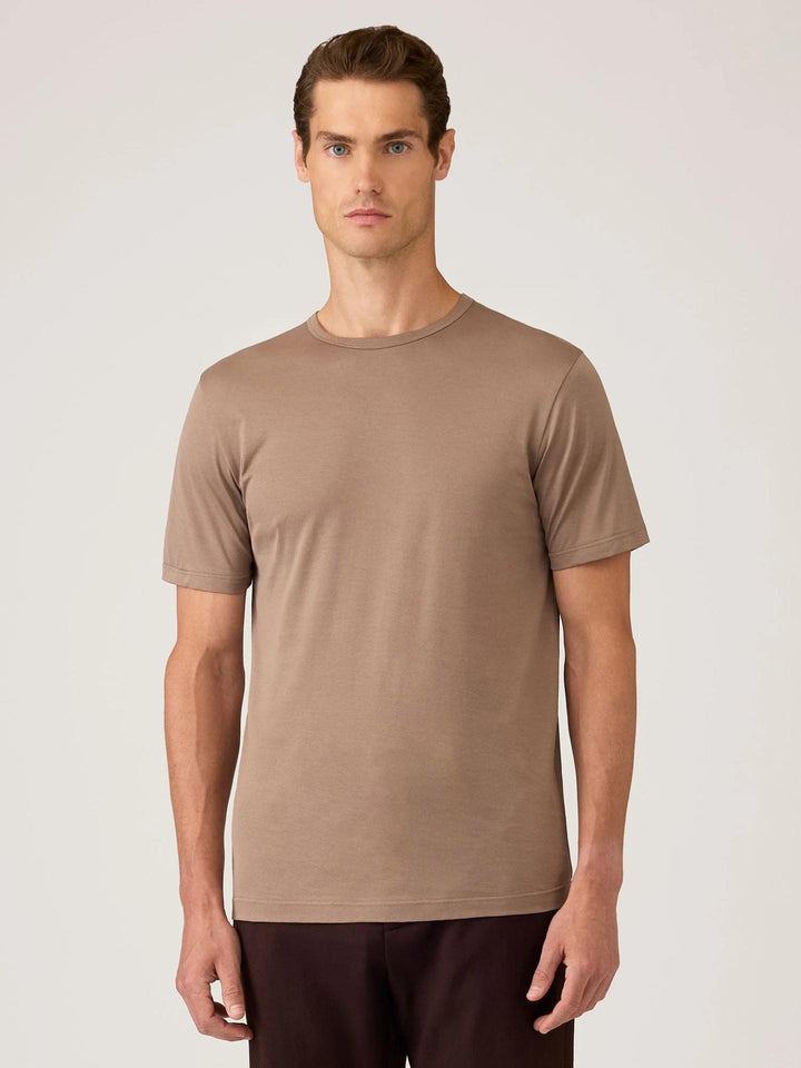 Beigebrun Supima Bomull T-shirt - Sunspel
