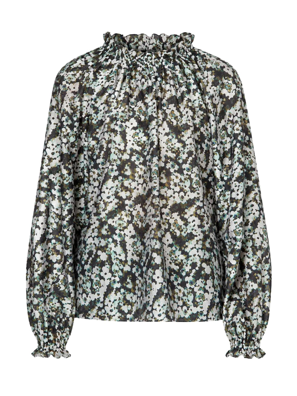 Blå Blommig Blus i Lyocellcrêpe - Catnoir