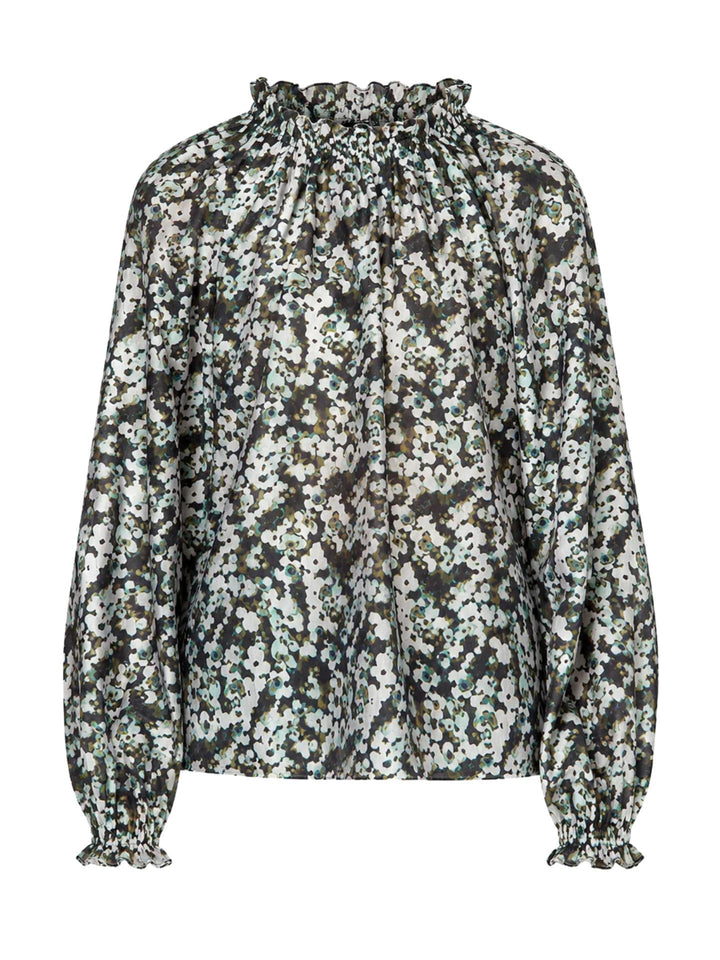 Blå Blommig Blus i Lyocellcrêpe - Catnoir