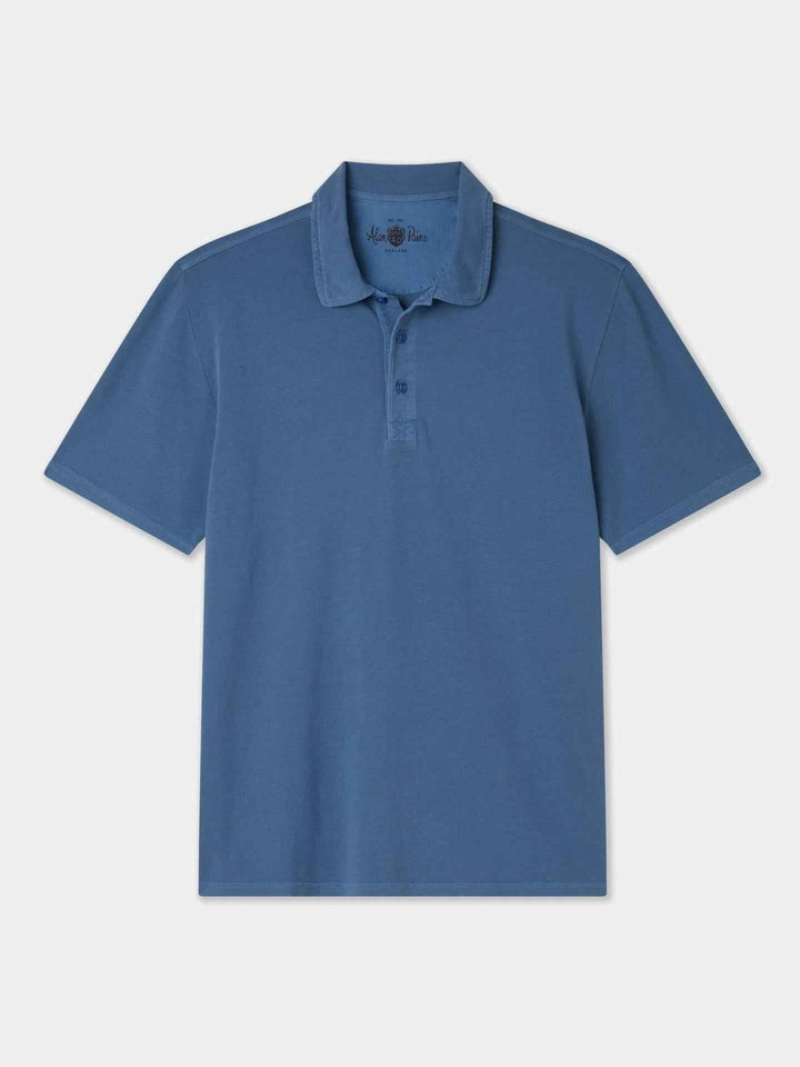 Blå Garment Washed Pikétröja