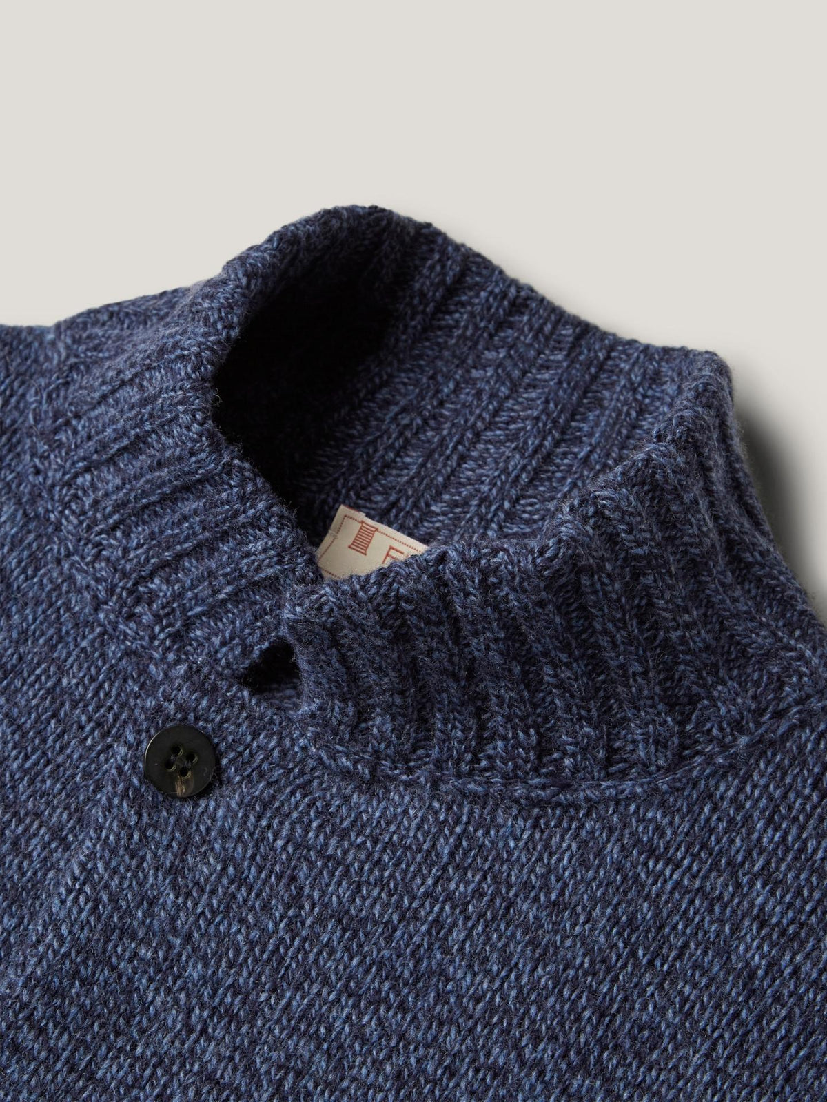 Blå Mouliné Stickad Cardigan i Ull och Kashmir - Fly3