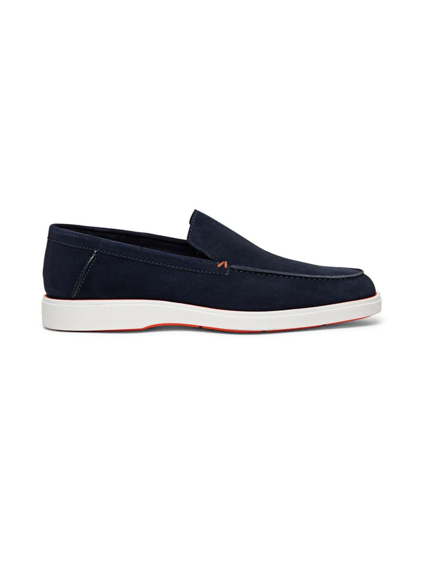 Blå Slip-on Suede Loafer - Santoni
