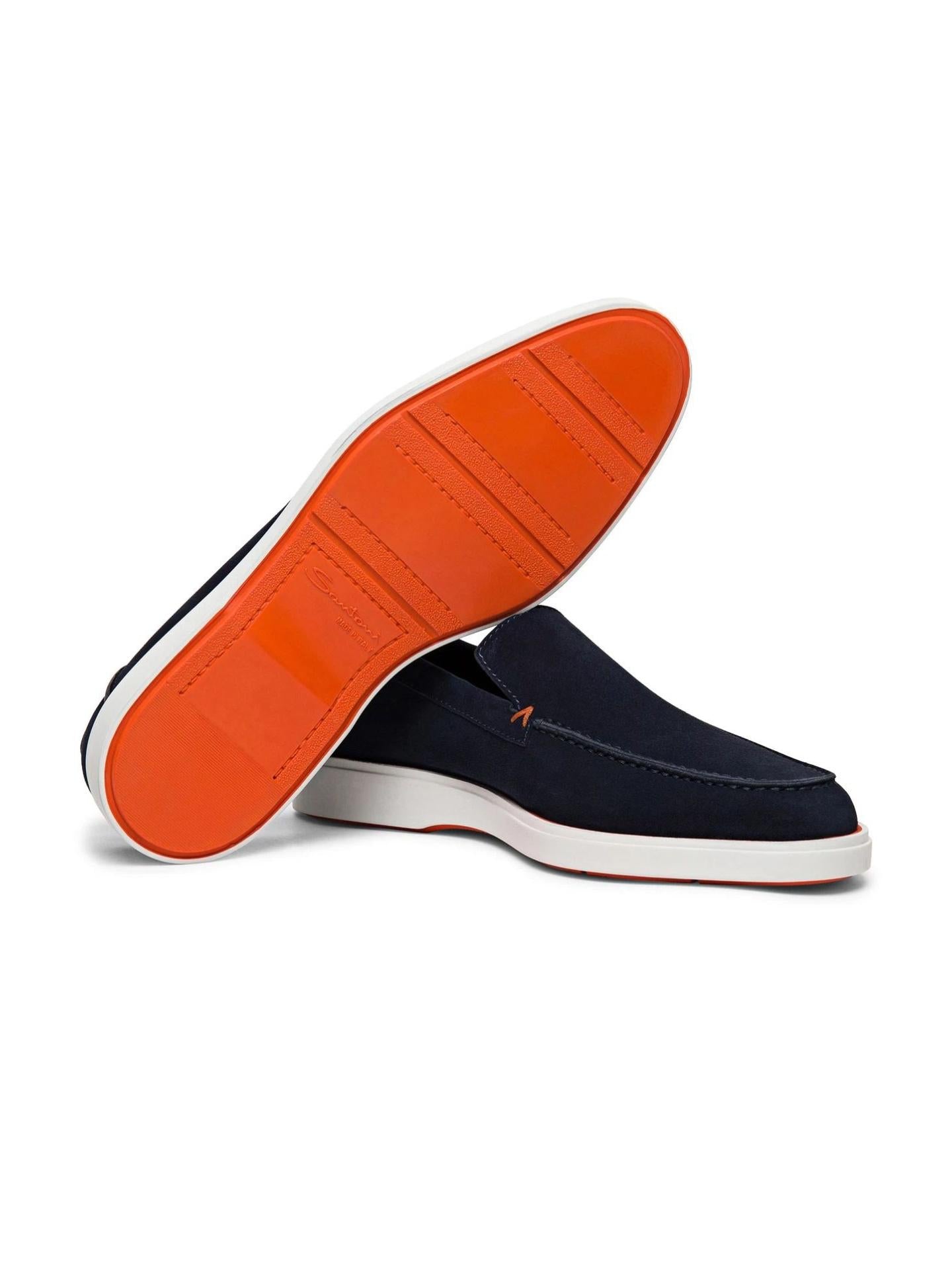 Blå Slip-on Suede Loafer - Santoni