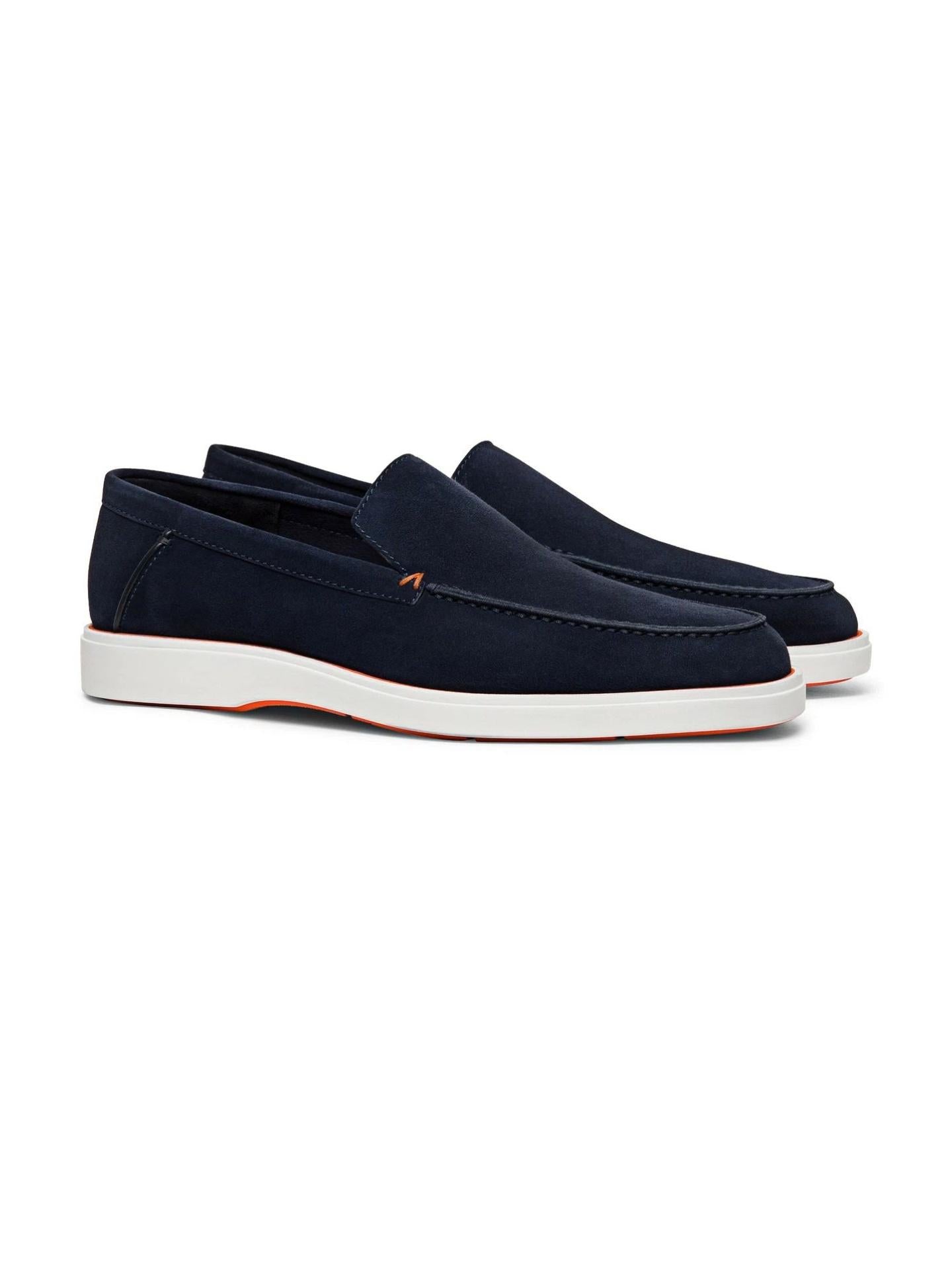 Blå Slip-on Suede Loafer - Santoni