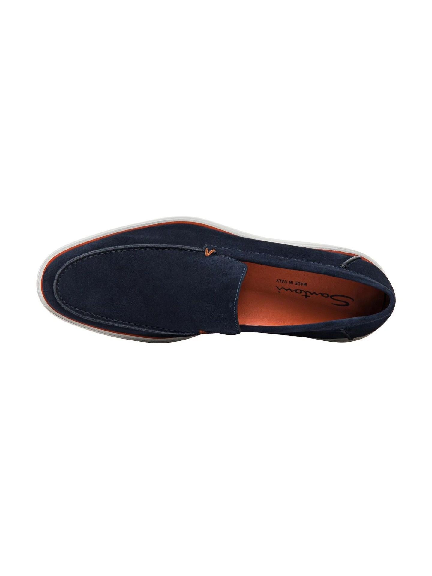 Blå Slip-on Suede Loafer - Santoni