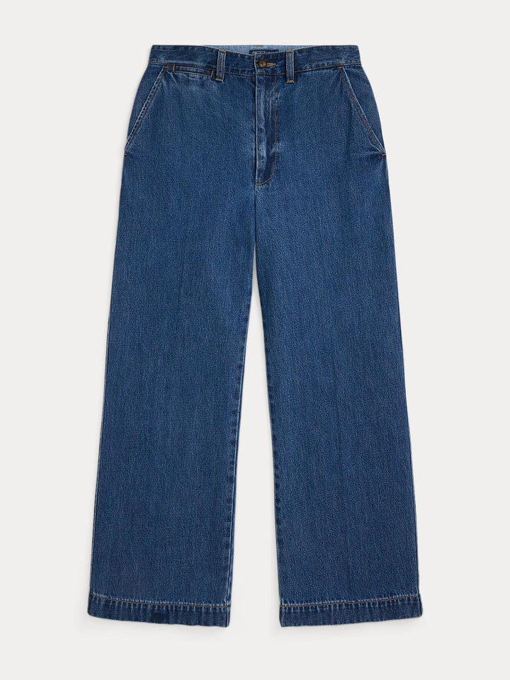 Blå Wide Leg Cropped Jeans - Polo Ralph Lauren