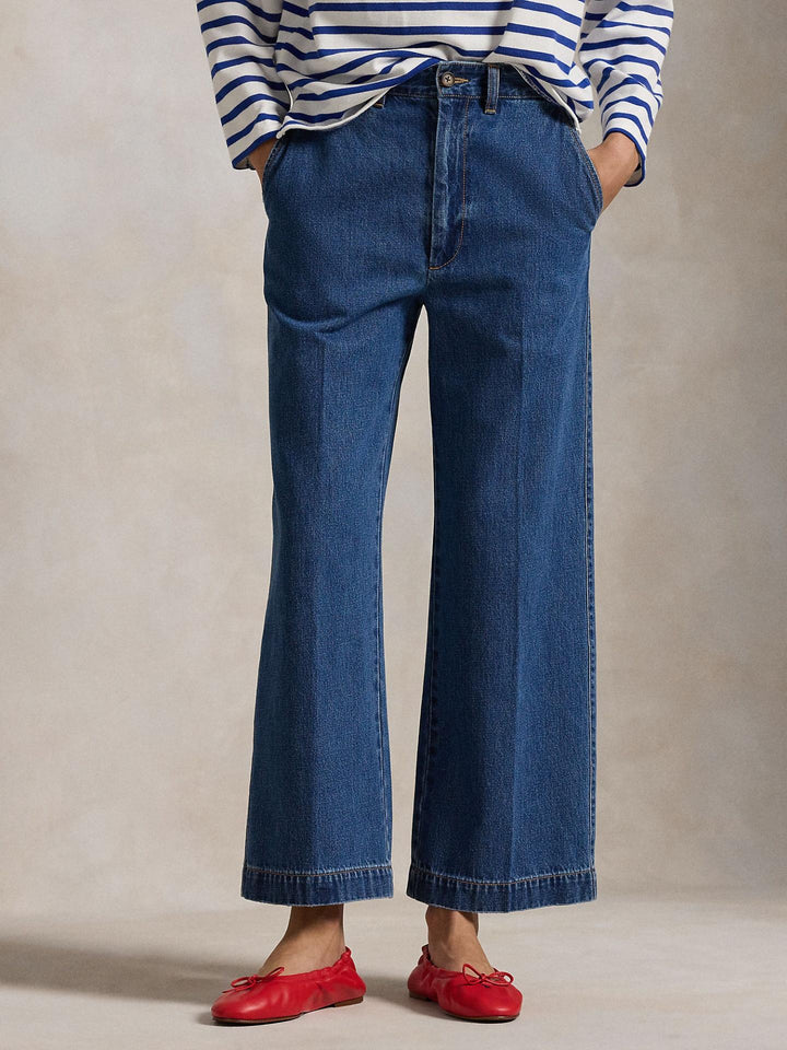 Blå Wide Leg Cropped Jeans - Polo Ralph Lauren