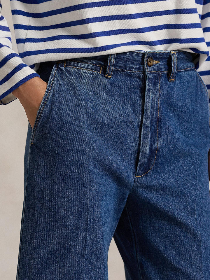 Blå Wide Leg Cropped Jeans - Polo Ralph Lauren