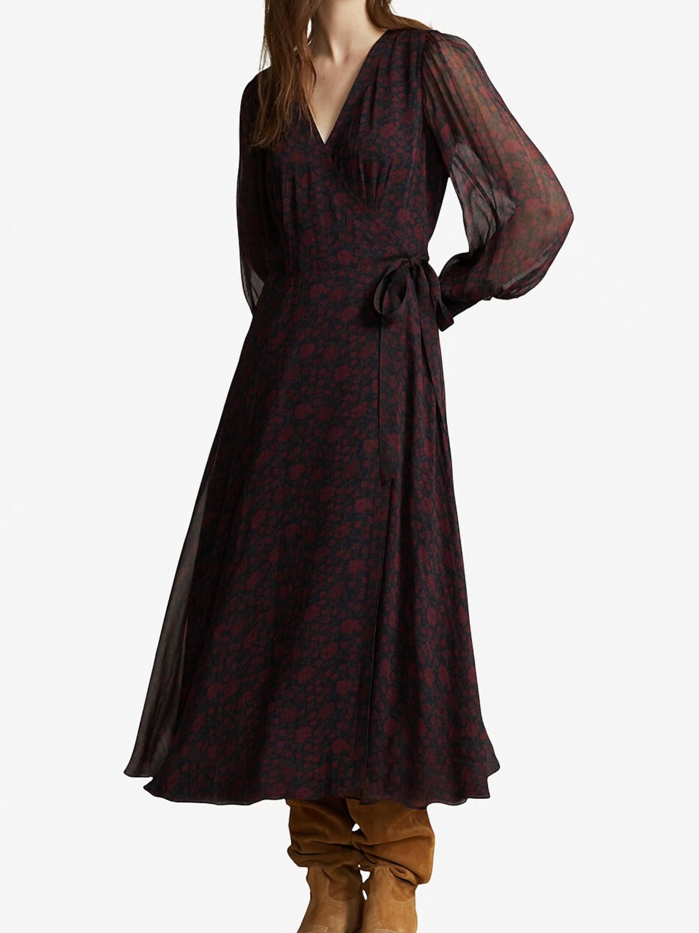 Blommig Omlottklänning i Georgette