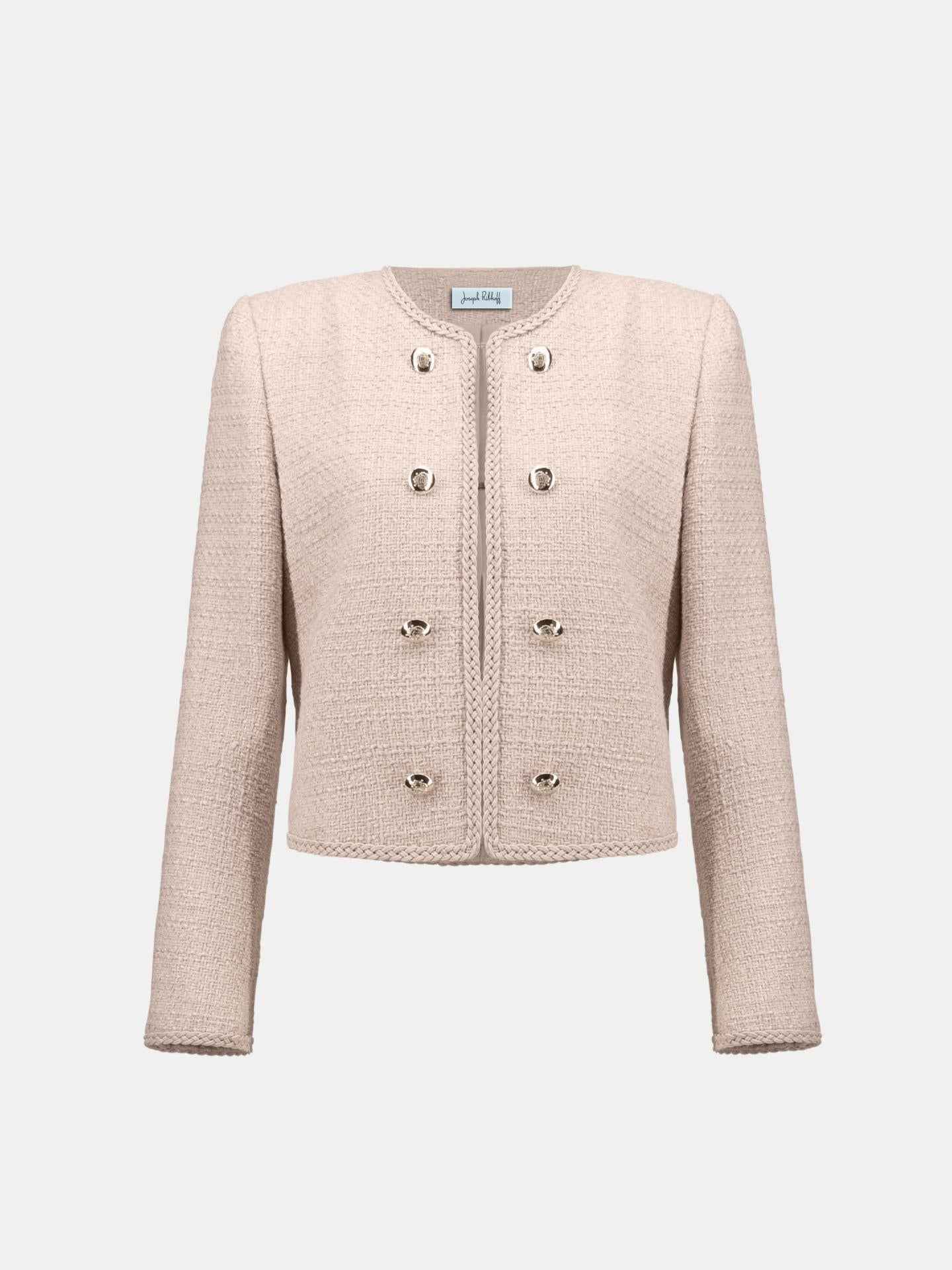 Boucléjacka med Dekorativa Knappar