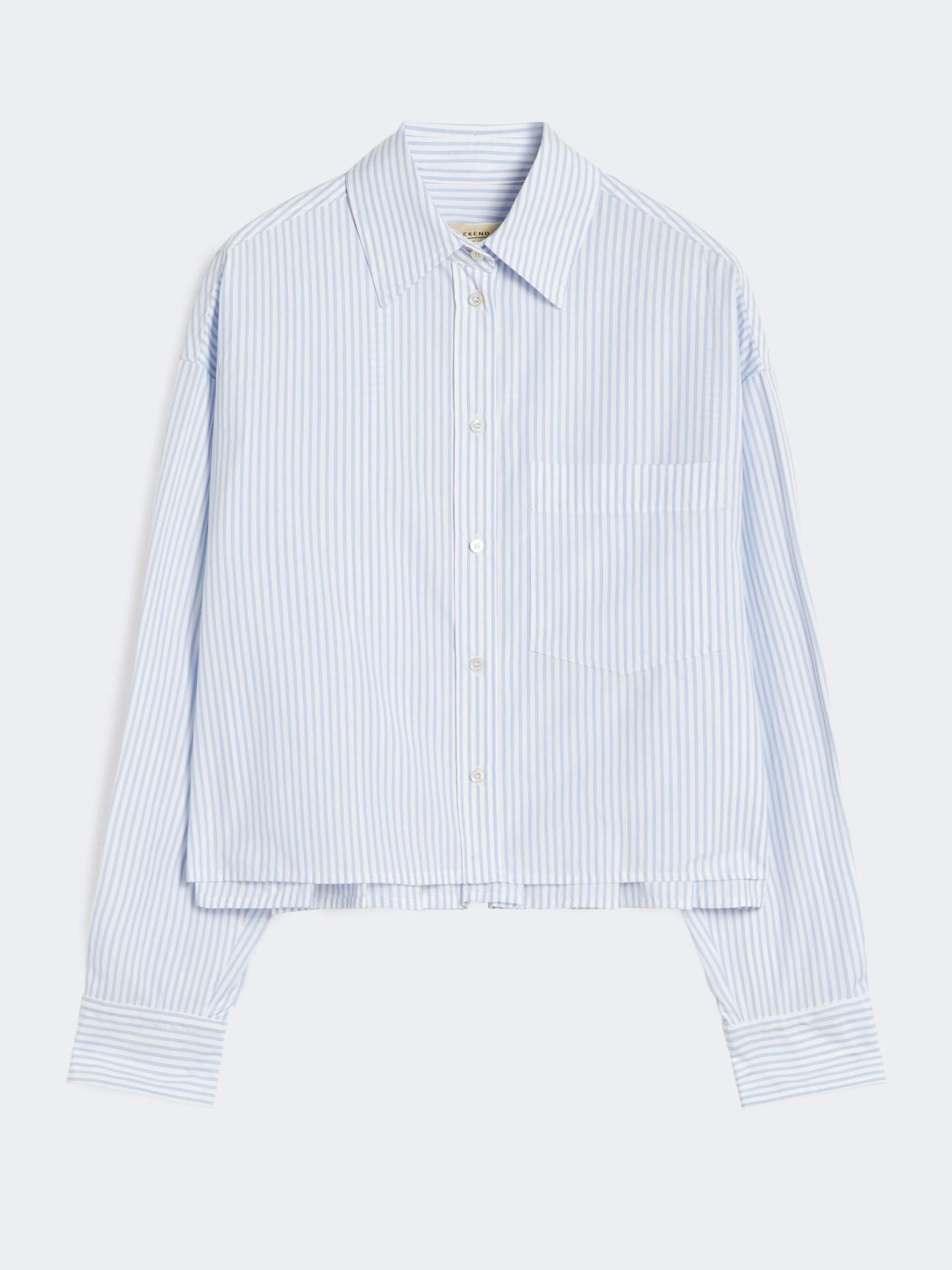 Boxig Randig Poplinskjorta - Ljusblå