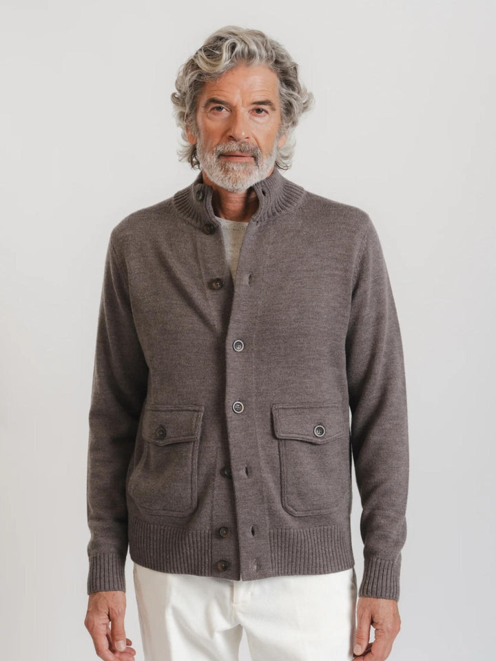 Brown Avenue - Brun Bomber Cashfeel Merinoullskofta