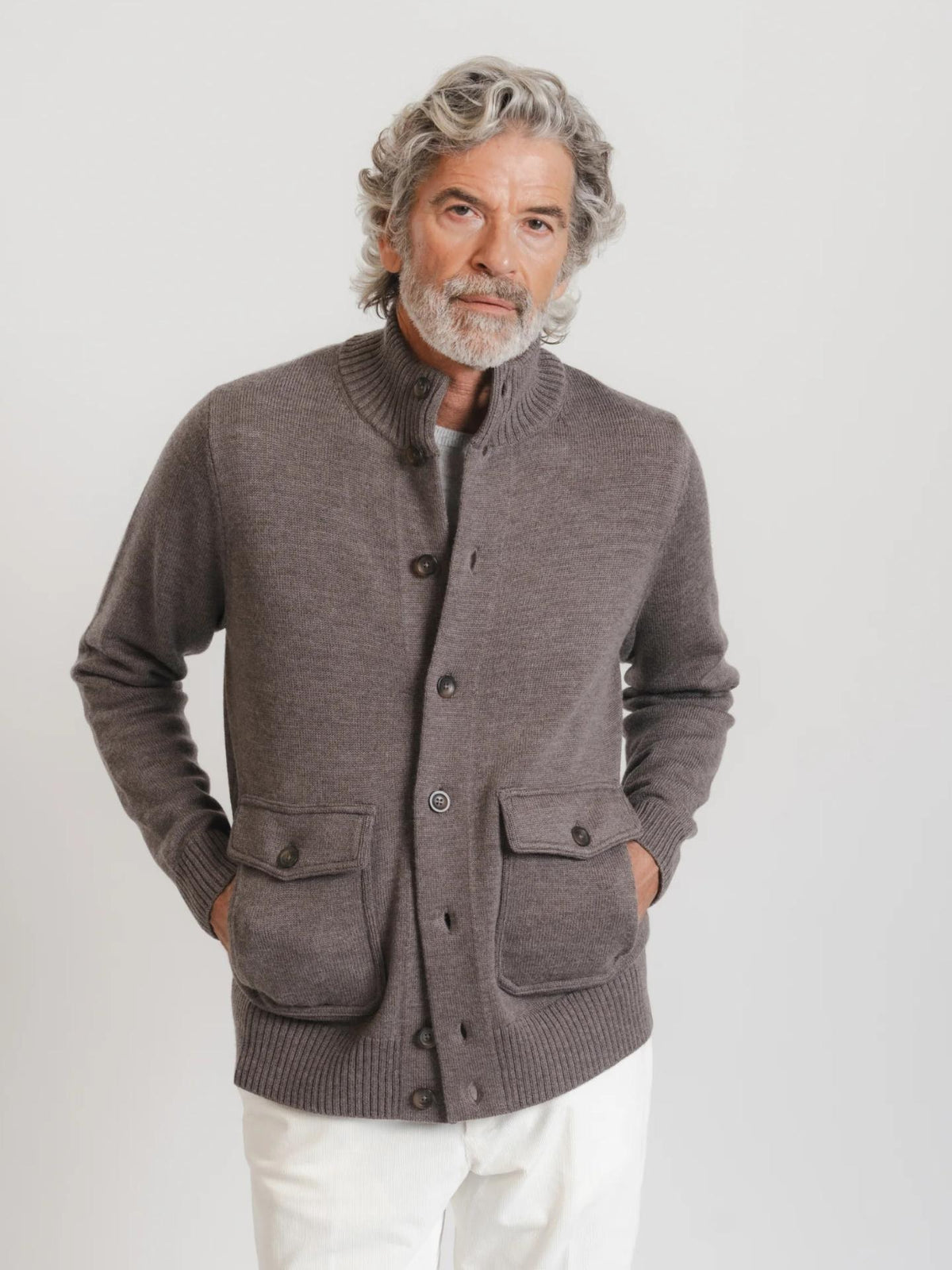 Brown Avenue - Brun Bomber Cashfeel Merinoullskofta