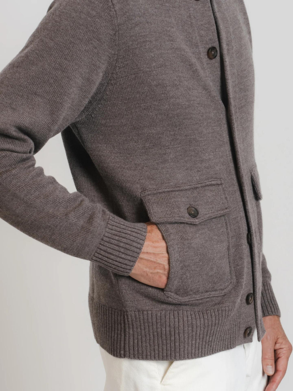 Brown Avenue - Brun Bomber Cashfeel Merinoullskofta