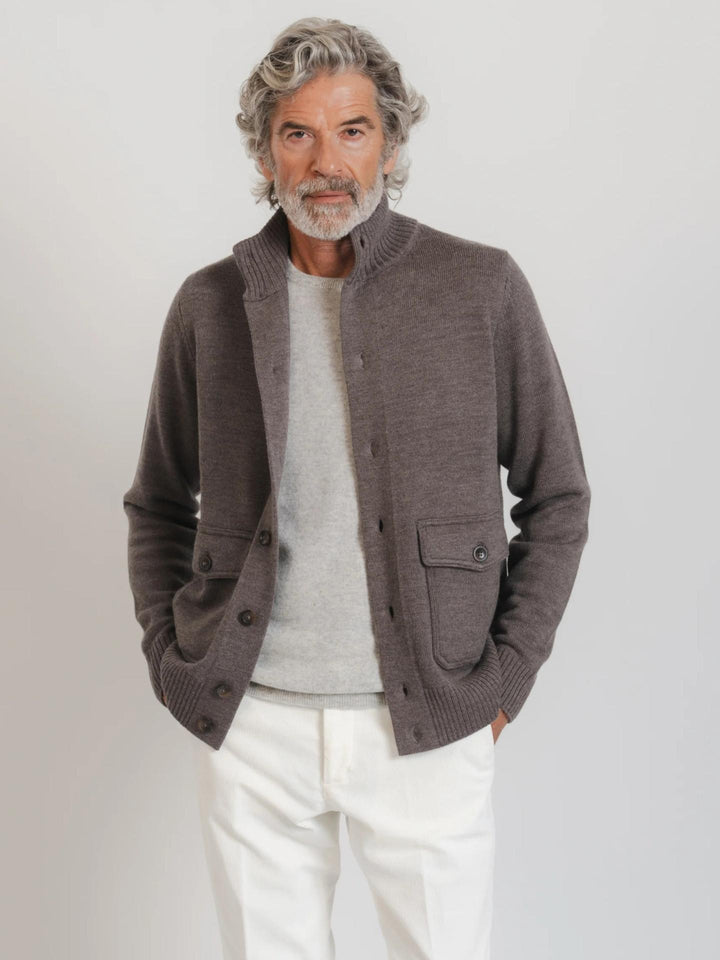 Brown Avenue - Brun Bomber Cashfeel Merinoullskofta