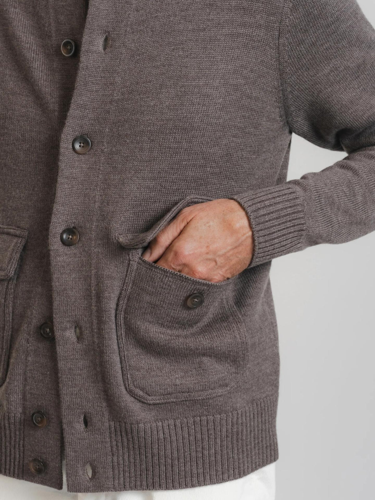 Brown Avenue - Brun Bomber Cashfeel Merinoullskofta