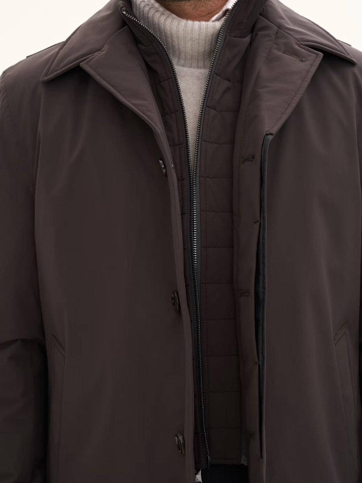 Brun Car Coat med Avtagbar Väst - Oscar Jacobson
