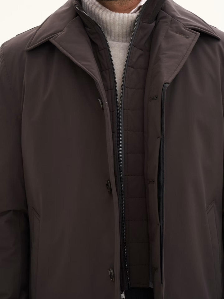 Brun Car Coat med Avtagbar Väst - Oscar Jacobson