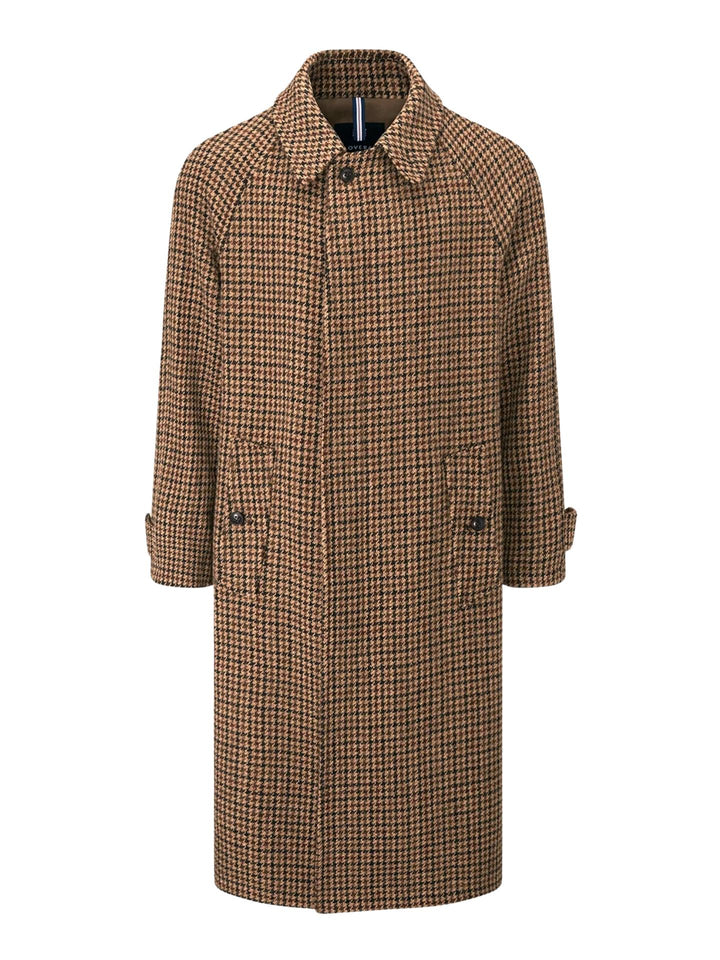 Gloverall - Brun Hynes Hundtandsmönstrad Harris Tweed Ytterrock