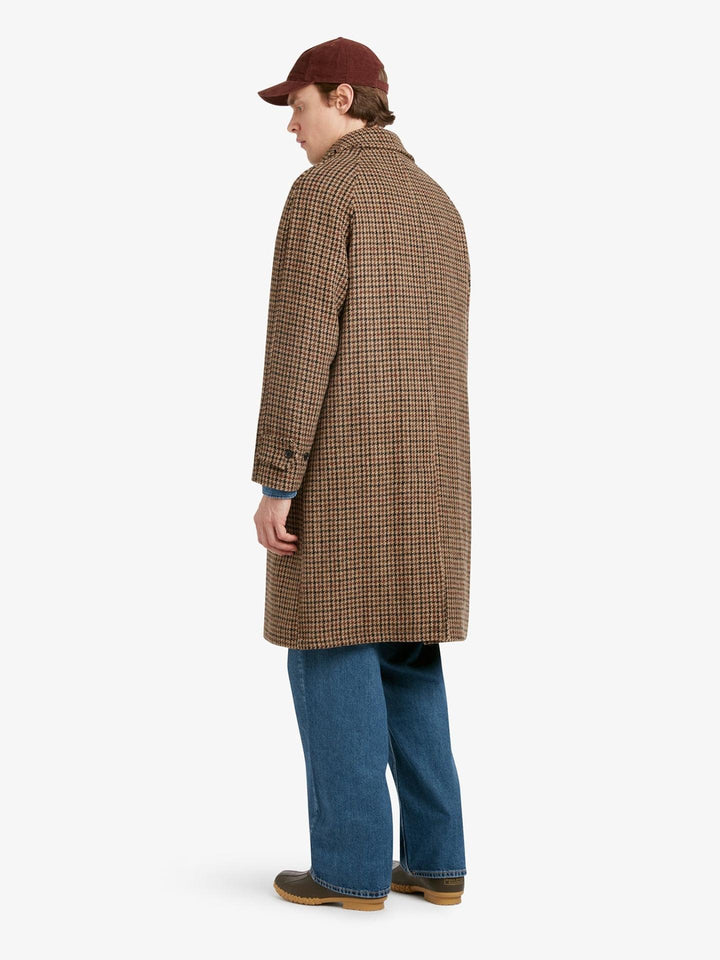 Gloverall - Brun Hynes Hundtandsmönstrad Harris Tweed Ytterrock
