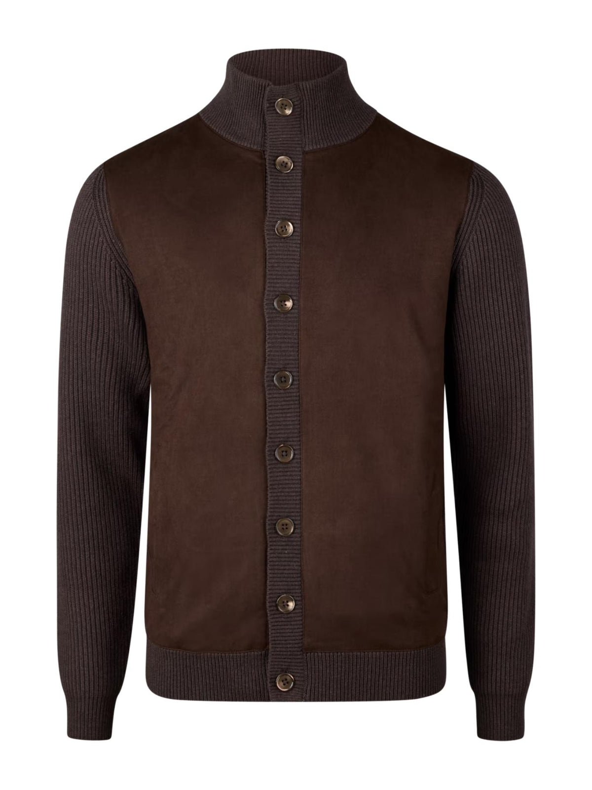 Brun Hybrid Alcantara Cardigan - Stenströms