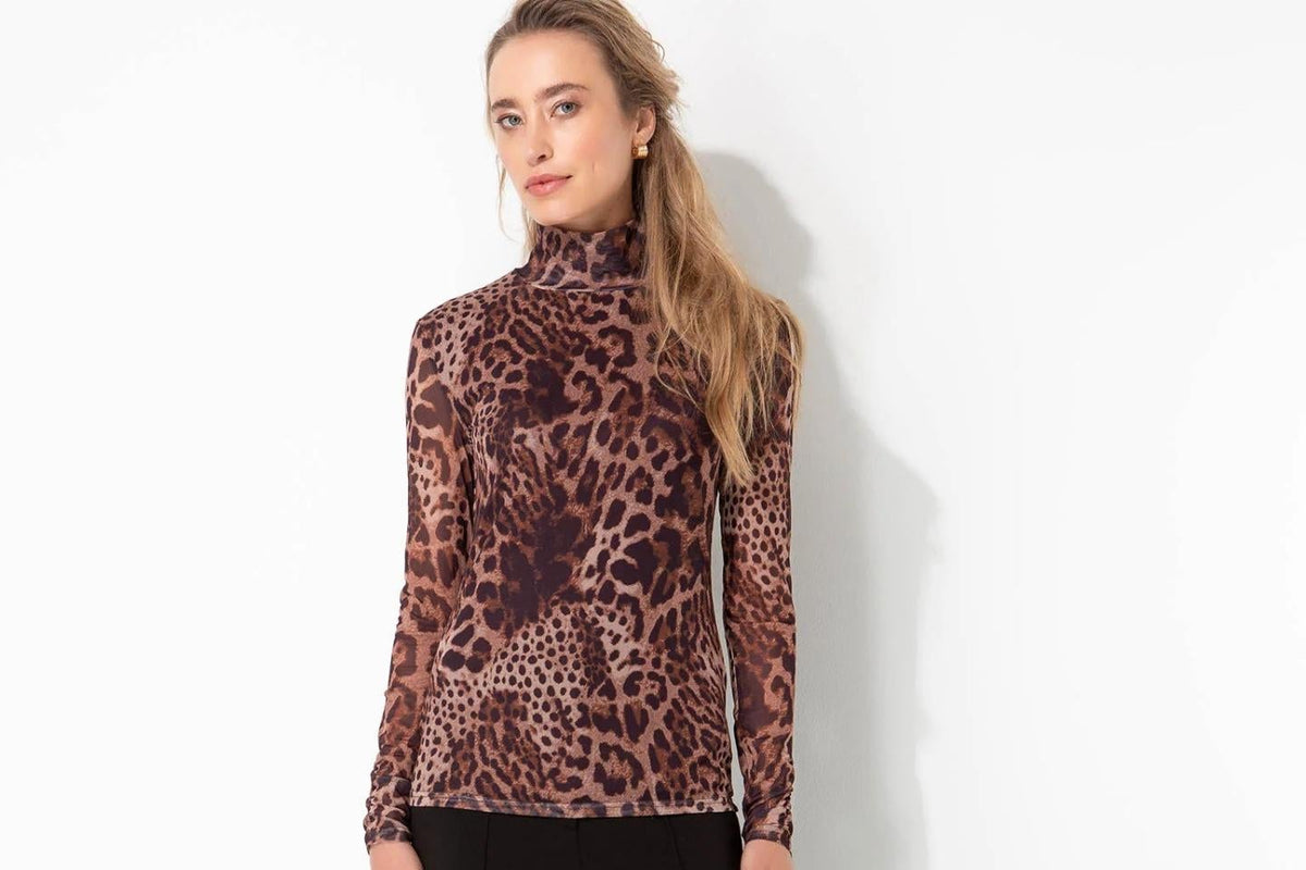 Brun Leopardmönstrad Meshtopp - Catnoir