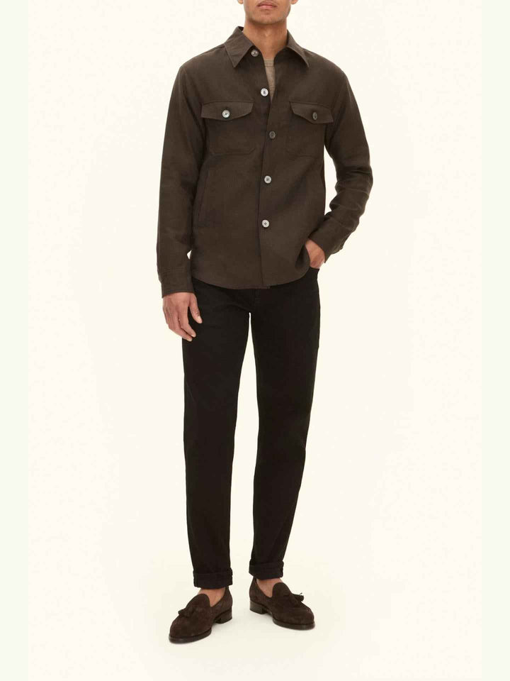 Brun Maverick Overshirt i Linne