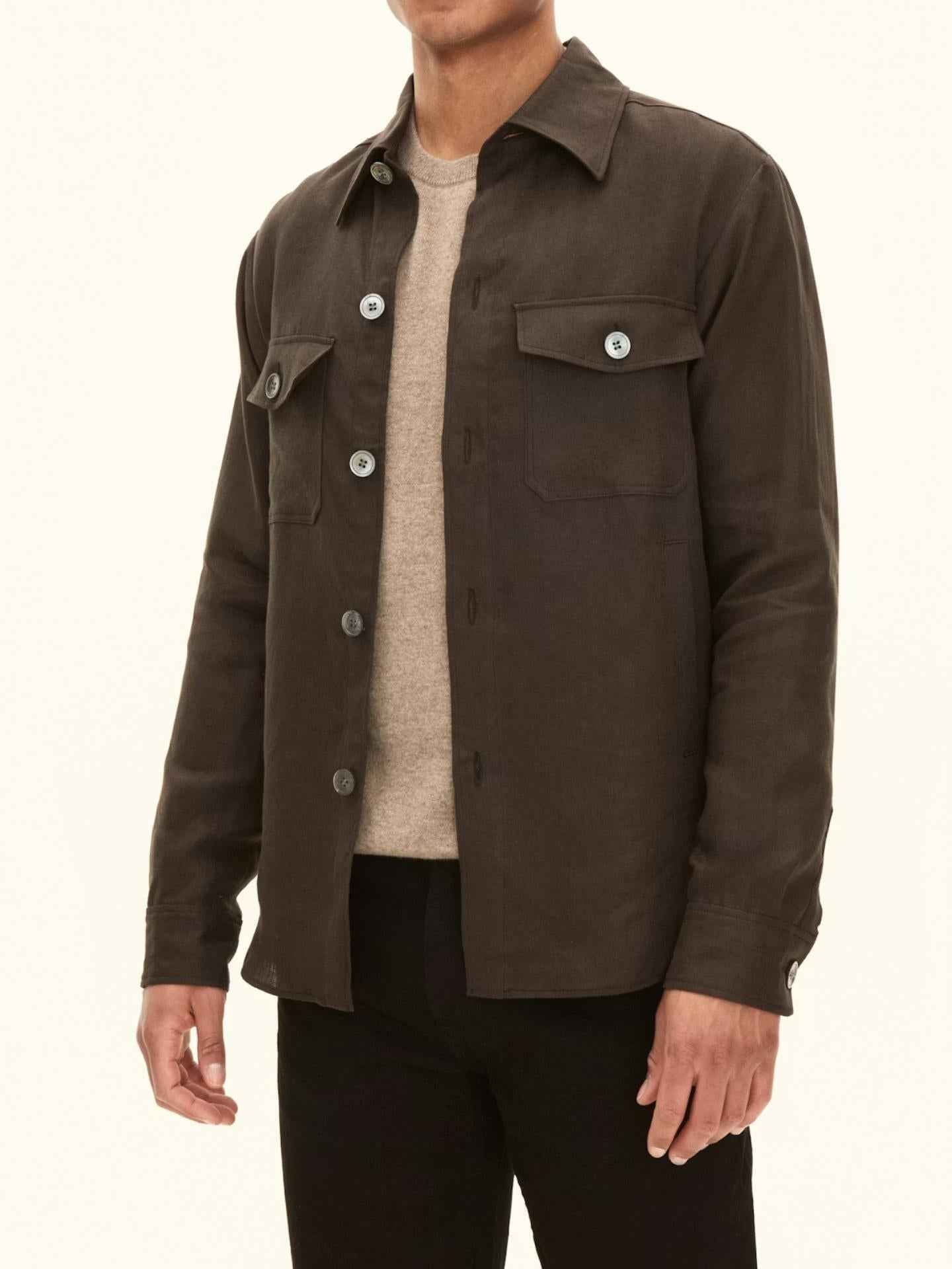 Brun Maverick Overshirt i Linne