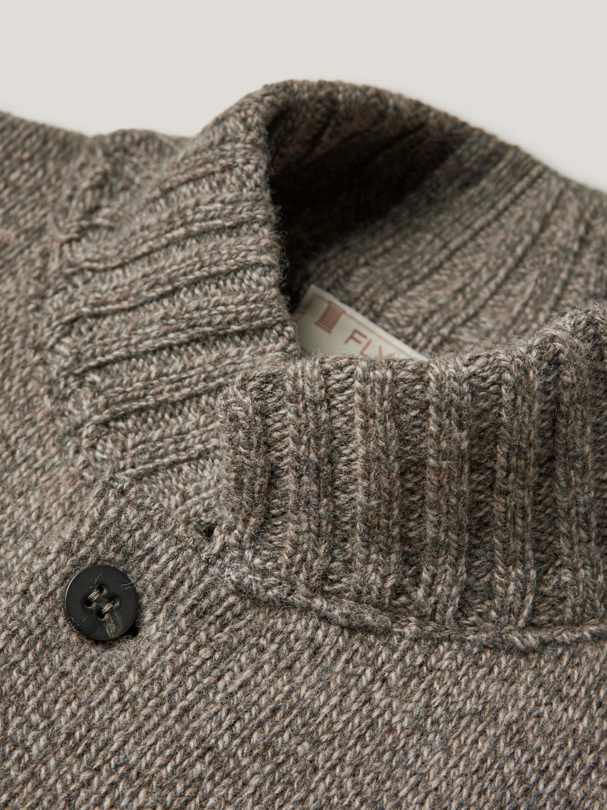Brun Mouliné Stickad Cardigan i Ull och Kashmir - Fly3
