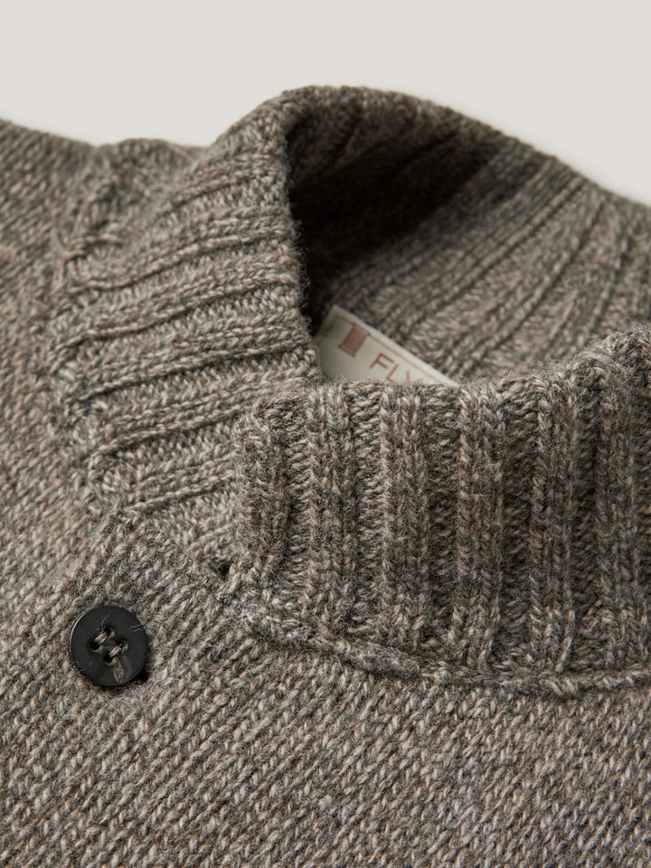 Brun Mouliné Stickad Cardigan i Ull och Kashmir - Fly3