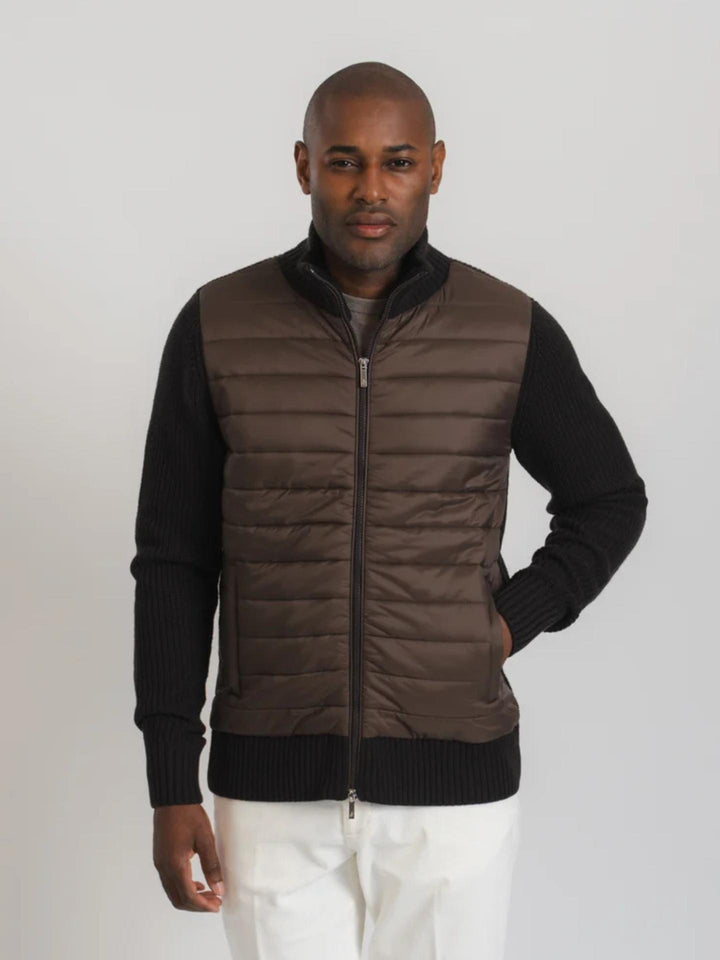 Brun Padded Sport Cashfeel Cardigan - Brown Avenue