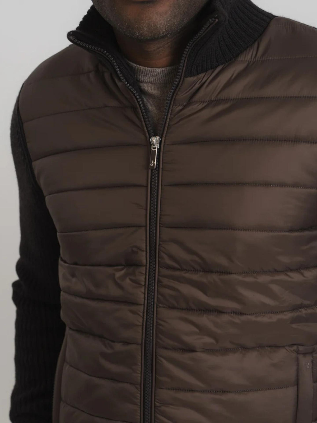 Brun Padded Sport Cashfeel Cardigan - Brown Avenue
