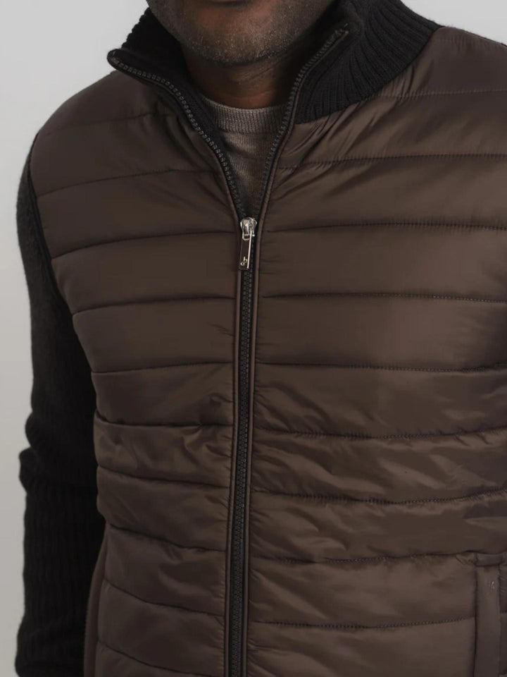 Brun Padded Sport Cashfeel Cardigan - Brown Avenue