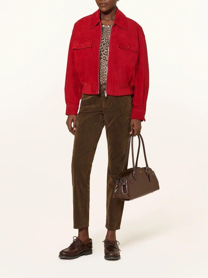 Cambio - Brun Piper Crop Sammetsjeans