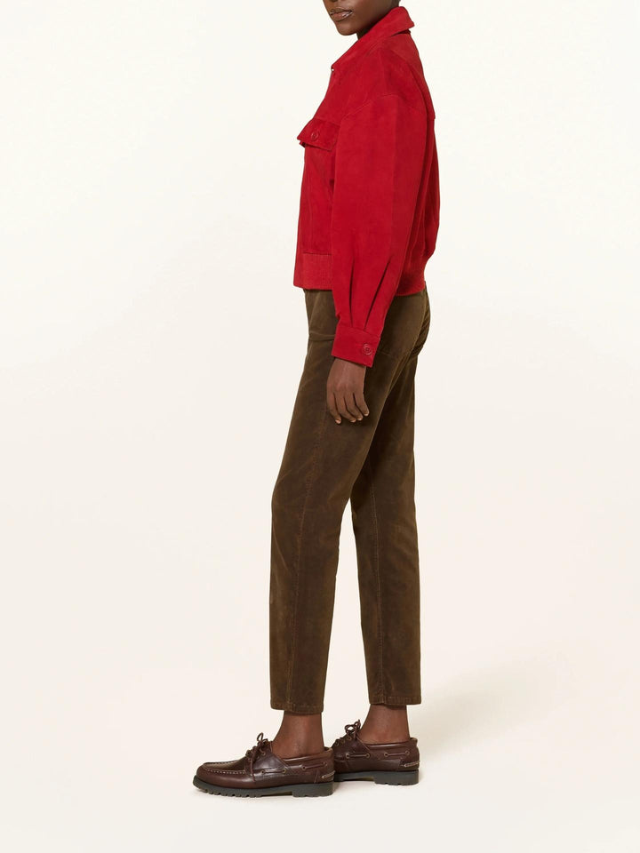 Cambio - Brun Piper Crop Sammetsjeans