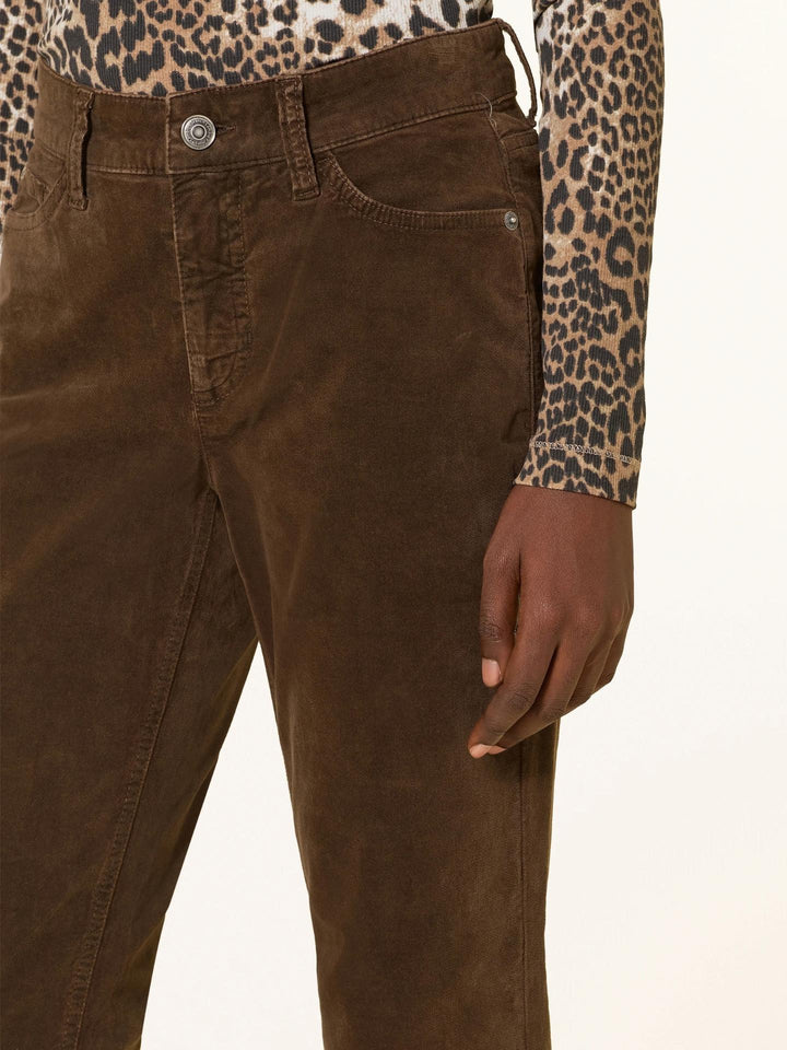 Cambio - Brun Piper Crop Sammetsjeans