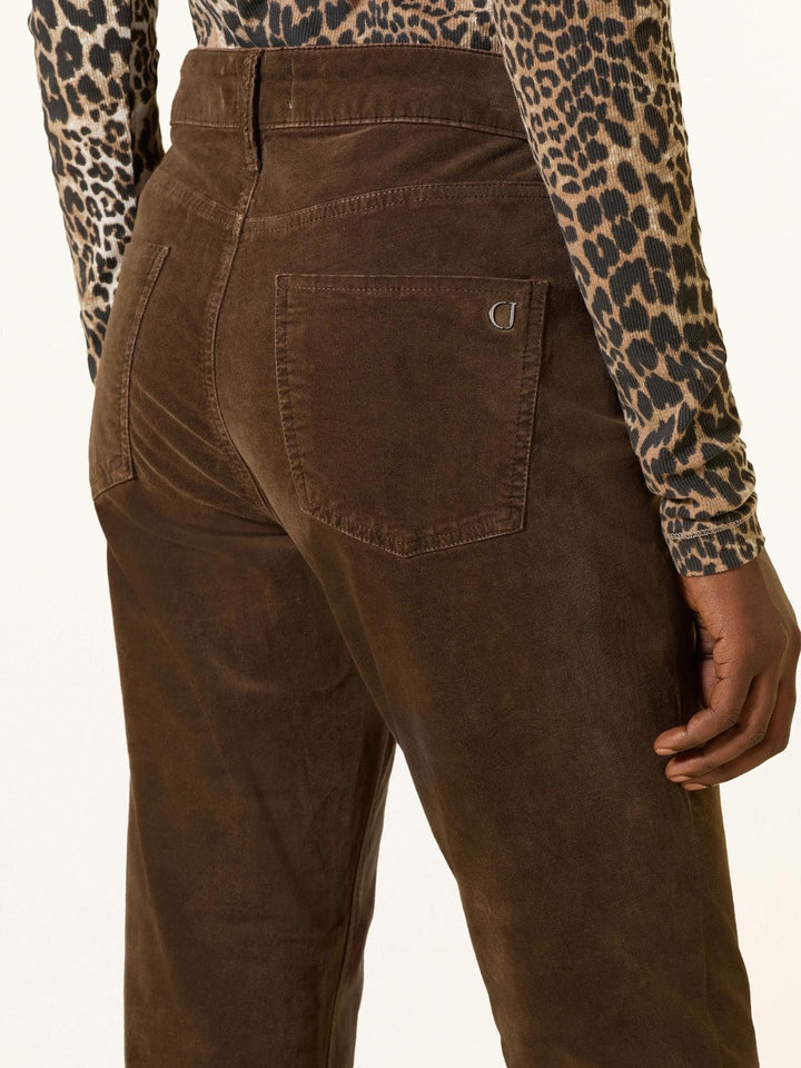 Cambio - Brun Piper Crop Sammetsjeans