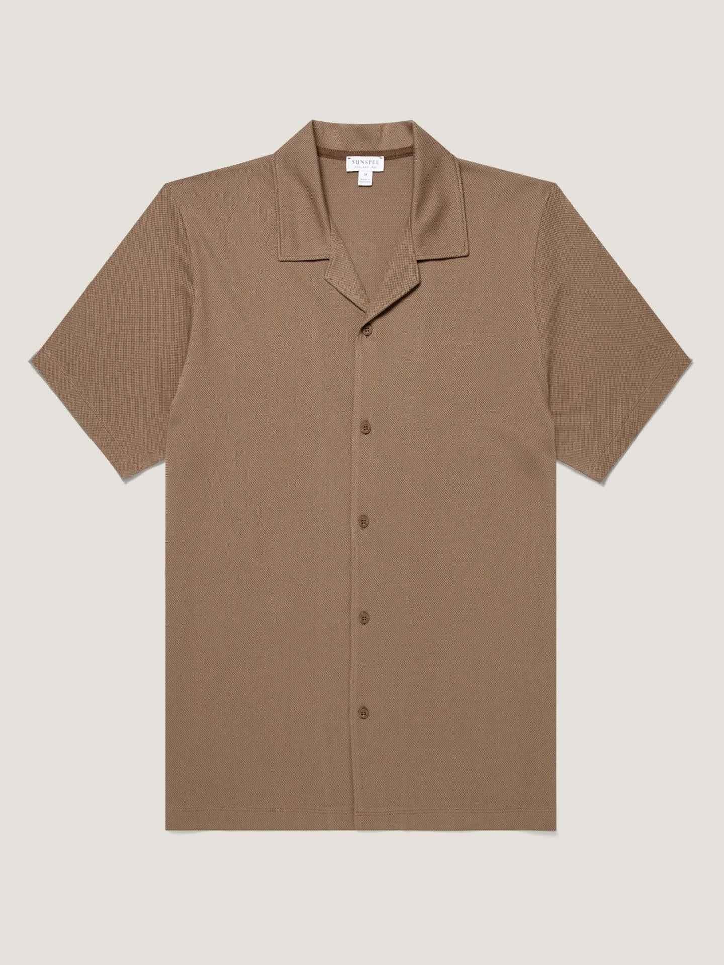 Brun Riviera Camp Collar Pikéskjorta