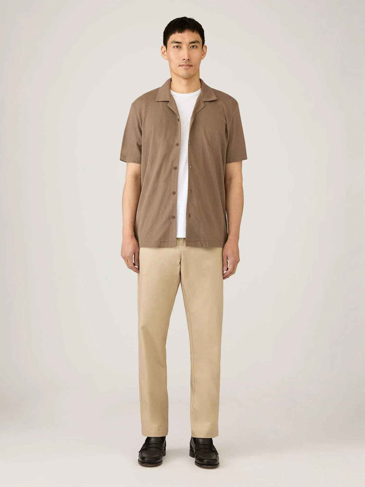 Brun Riviera Camp Collar Pikéskjorta