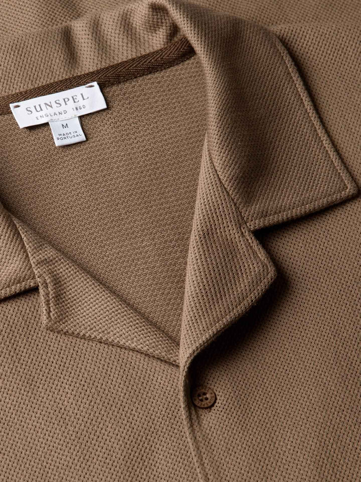 Brun Riviera Camp Collar Pikéskjorta
