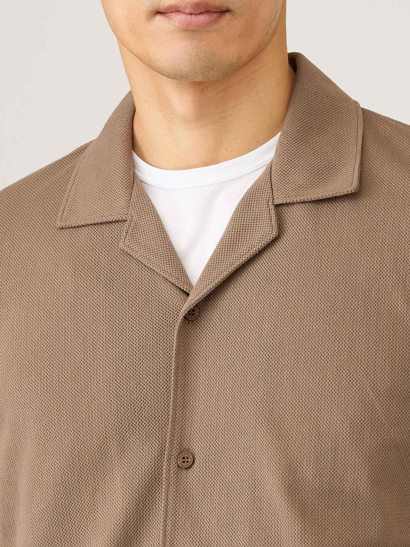 Brun Riviera Camp Collar Pikéskjorta