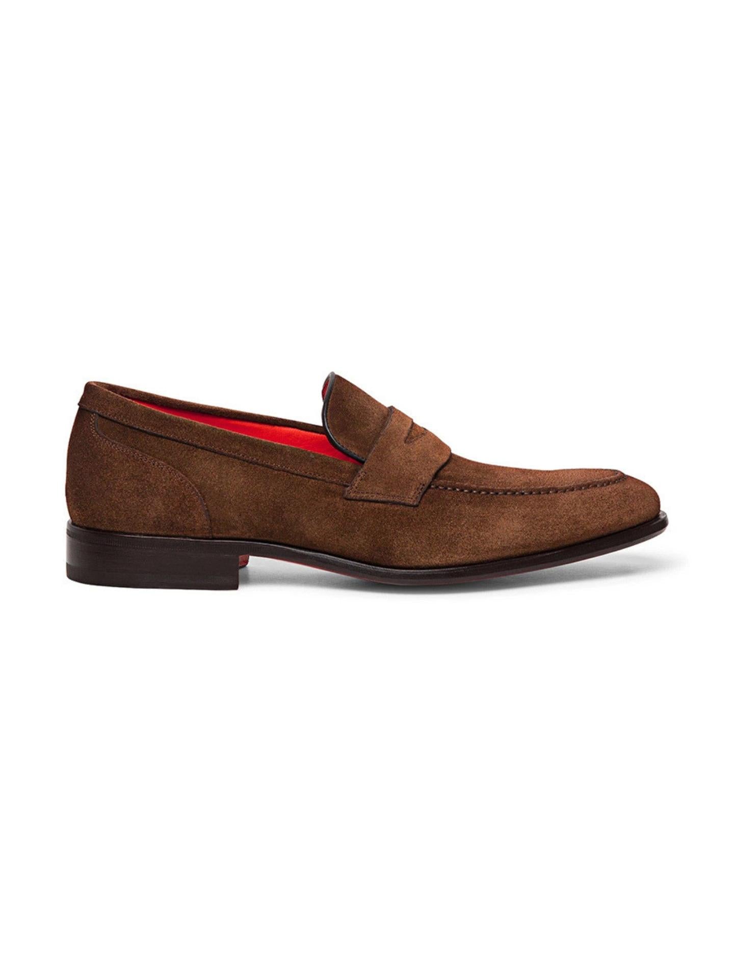 Brun Suede Penny Loafer - Santoni