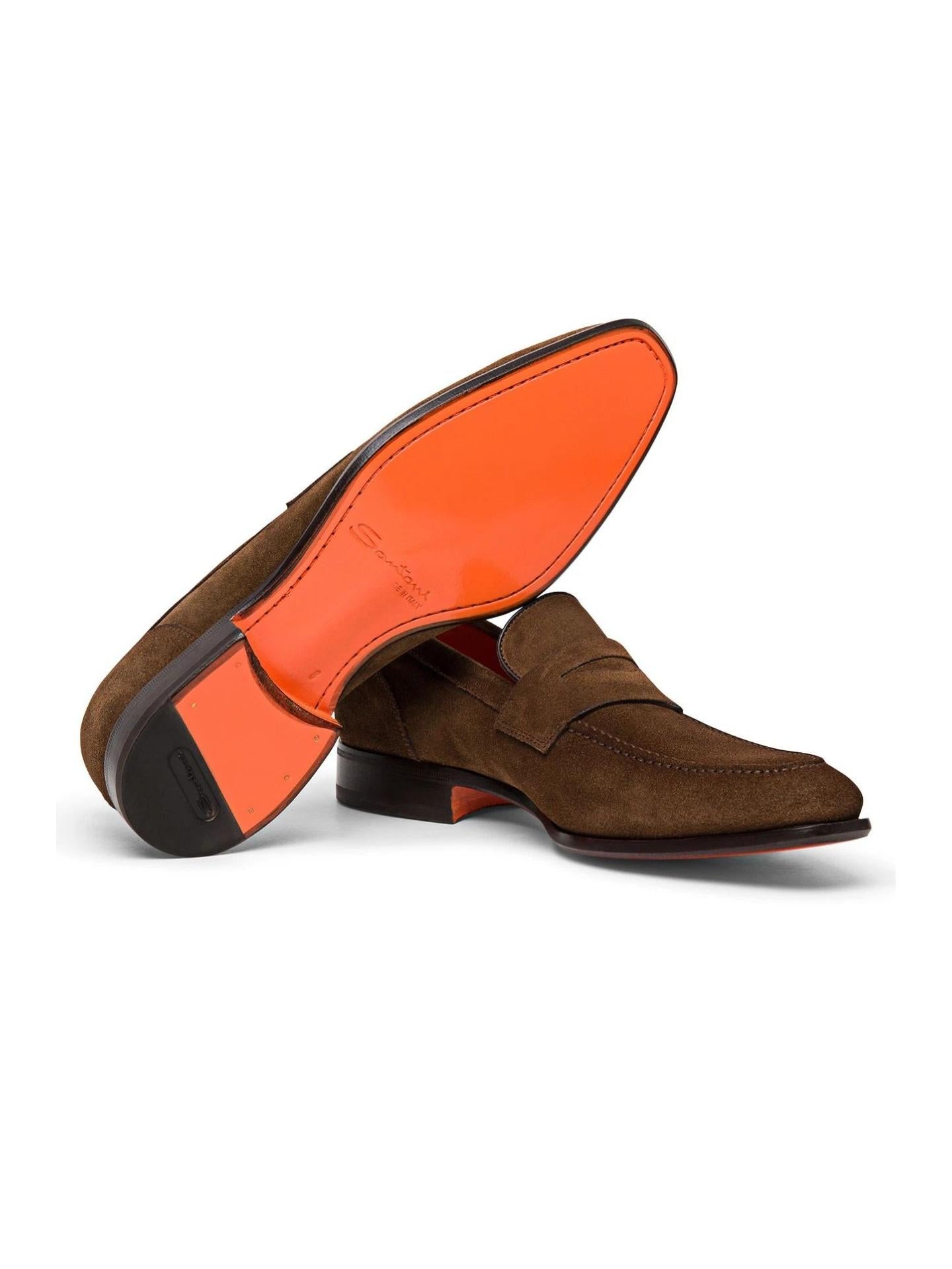 Brun Suede Penny Loafer - Santoni