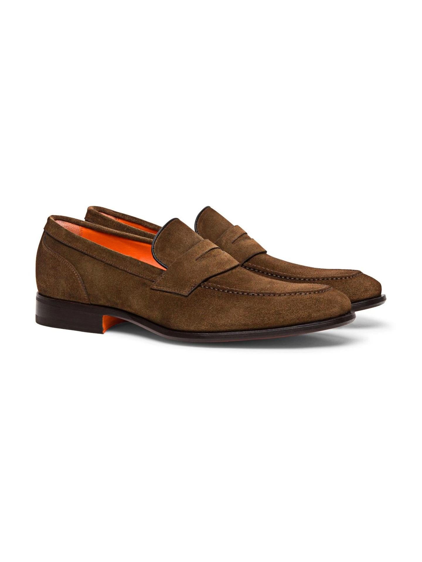 Brun Suede Penny Loafer - Santoni