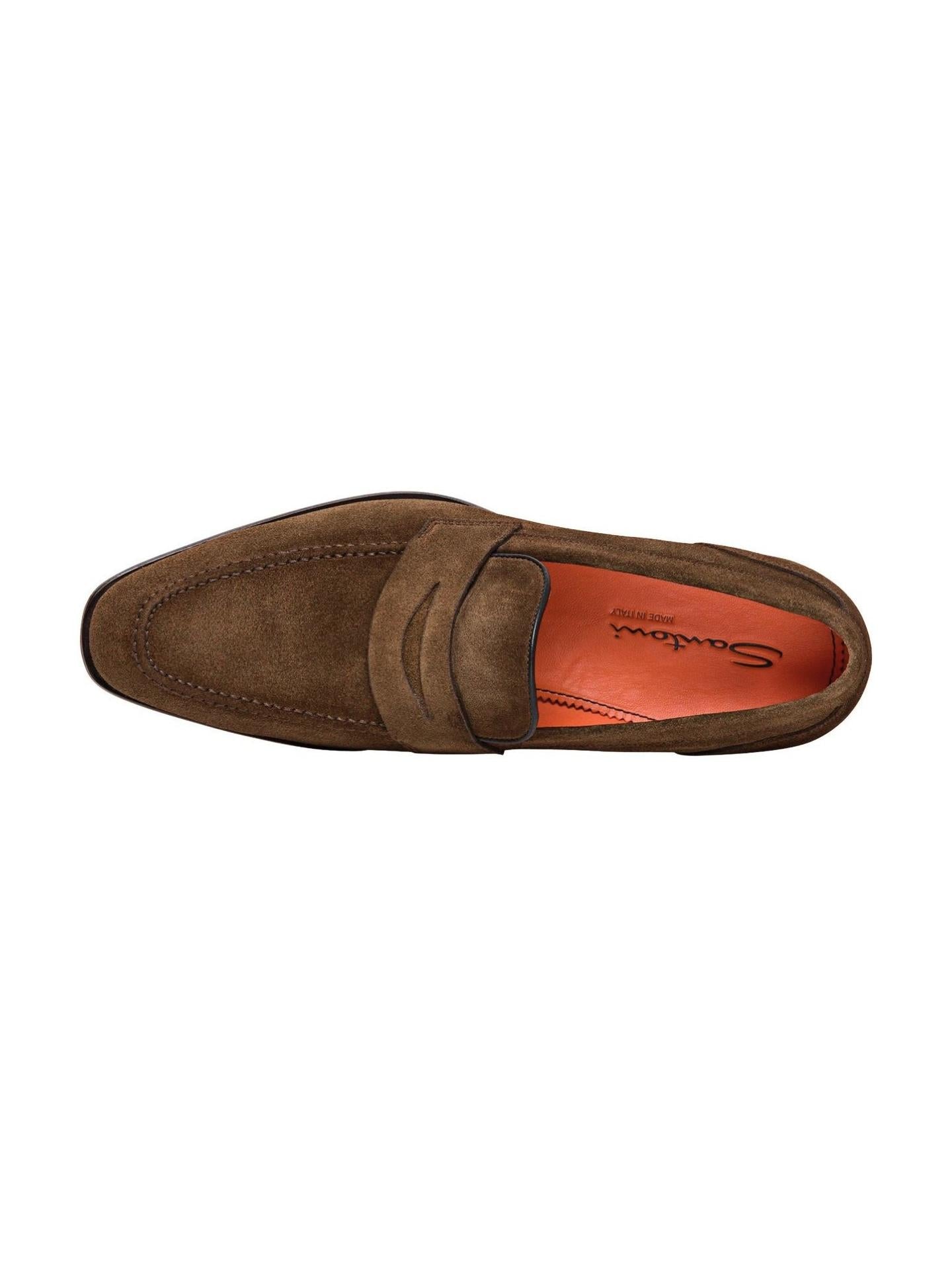 Brun Suede Penny Loafer - Santoni