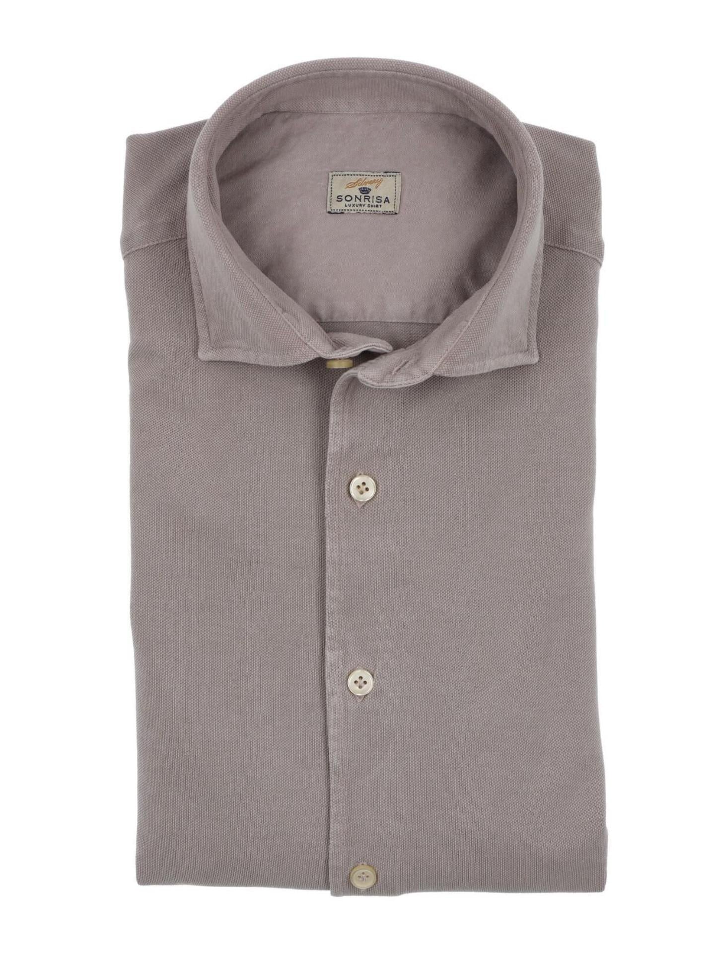 Ljusbrun Casual Jersey Pikéskjorta - Sonrisa